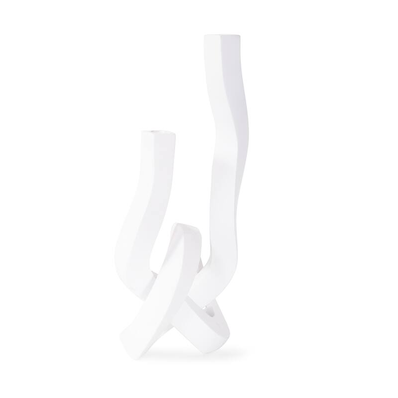 Allan Andrews Contemporary Abstract Matte White Twisted Candle Holder