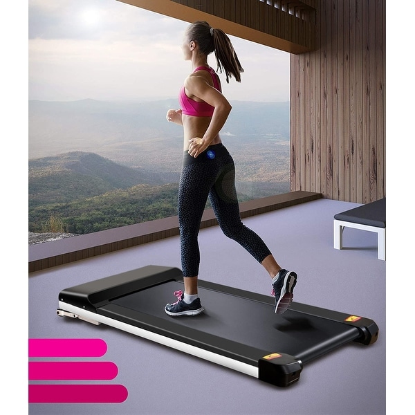 ONETWOFIT Under Desk Treadmills for Home Installation-Free Motorised Treadmill Jogging Walking Machine with LED Display & Bluetooth Connection & Remote Control 