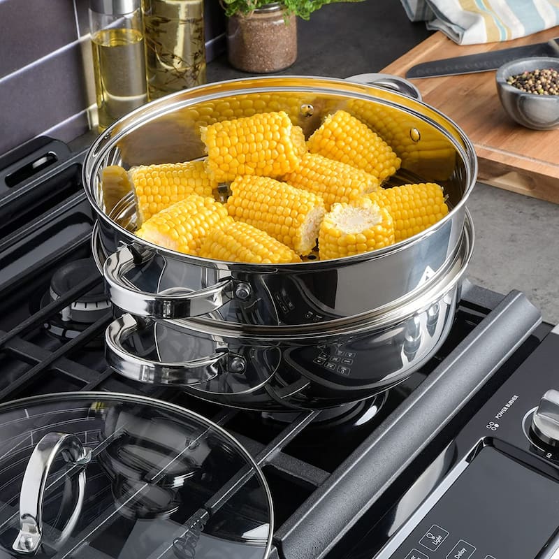 Oster 3 Piece 11" Stainless Steel Everyday Pan w/Steamer & Lid