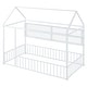 preview thumbnail 41 of 70, Full Size Metal House Bed Frame with Built-In Grid Shelves, Playful Canopy Design and Space-Saving Storage