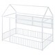 preview thumbnail 14 of 25, Twin Size Metal Bed House Bed Frame with Fence and Shelves, Black