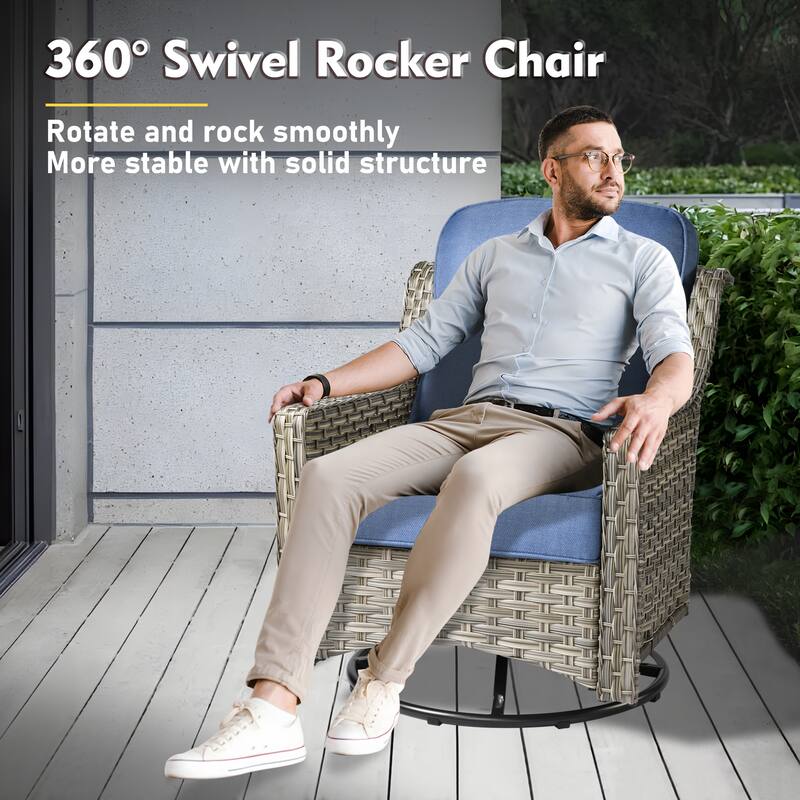 XIZZI 11-piece Patio Rattan Wicker Furniture Set with Fire Pit Table