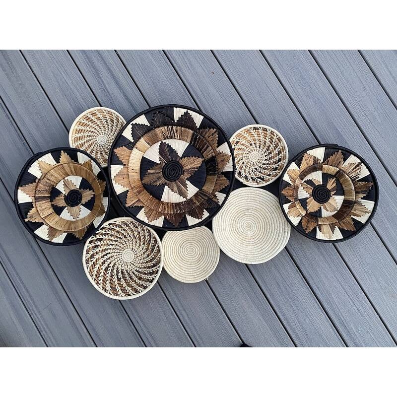 Set Of 8 Natural Color Wall Hanging Baskets 7.5"-12" - Multi-Color