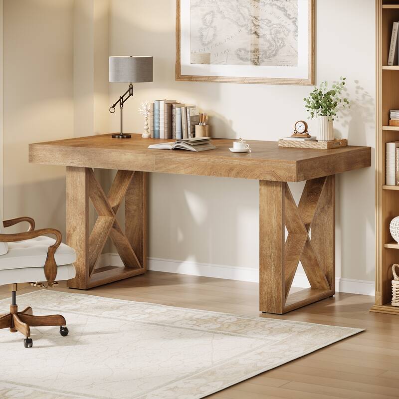 63-Inch Long Wood Computer Desk/Table, Study Writing Gaming Work Executive Desk for Home Office