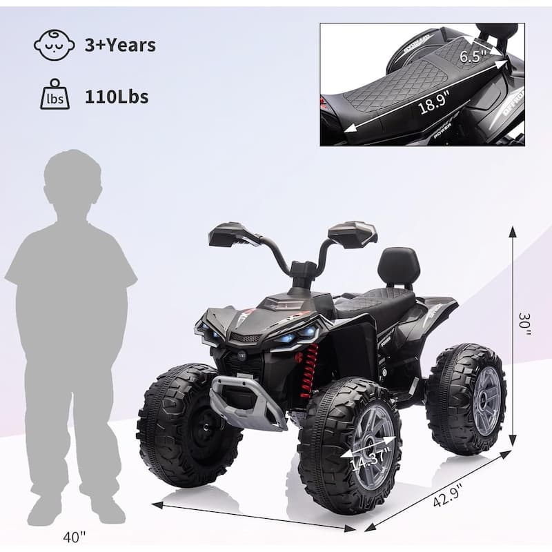 24V 2 Seat Ride on Toys Kids ATV 4 Wheel Quad Bike for Kids Best Gift