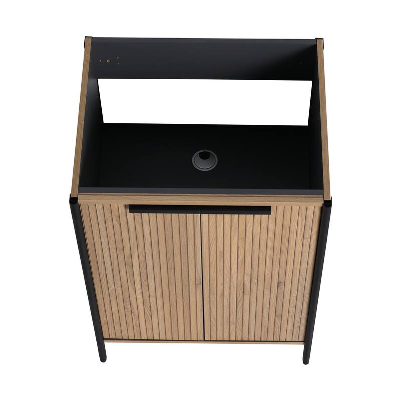 Modern 24 Inch Freestanding Bathroom Vanity Base with Soft-Close Doors and Storage Shelves - No Sink Included
