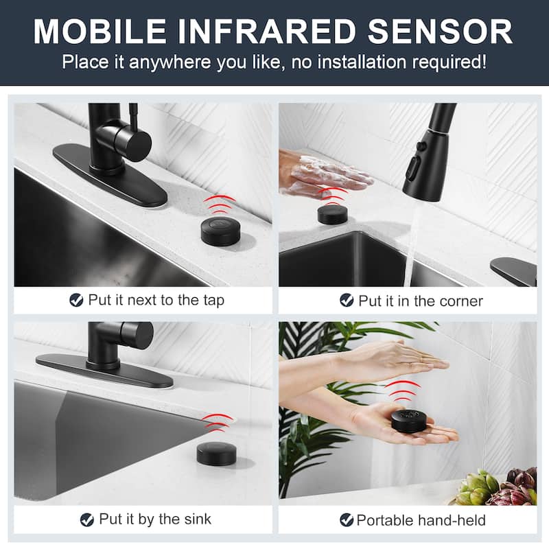 WOWOW Single Handle Pull Down Sprayer Kitchen Faucet with Mobile Sensor
