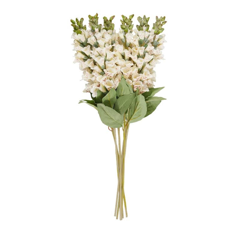 Faux Foliage Foxglove Tall Artificial Flower Stem - Set of 8 White - Roche River Decor
