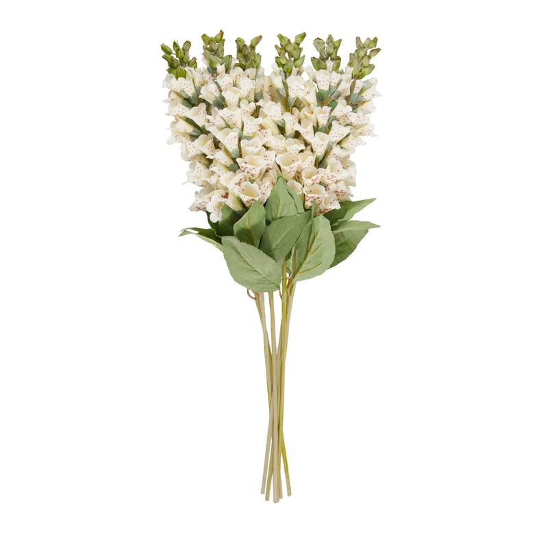 White Faux Foliage Tall Foxglove Artificial Flower Stem (Set of 8)
