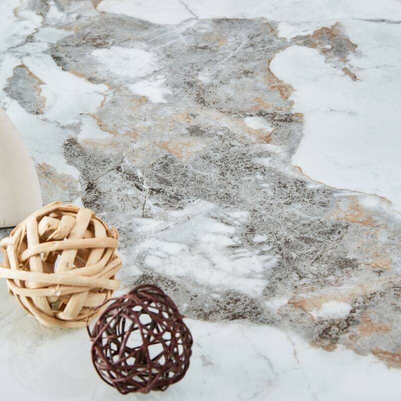 Dining Table With A Diameter Of 40 Inches, A 0.3 Inch Thick Imitation Marble Pattern Tabletop And Metal Legs 40 '* 40' * 30 '