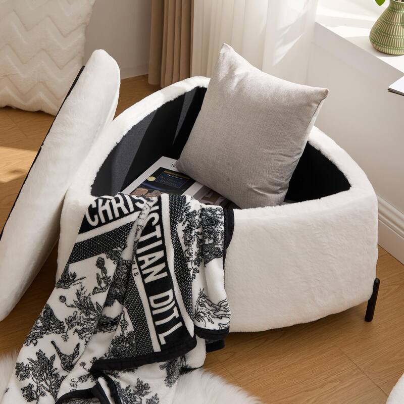 2 Piece Fabric Storage Footstool Set Footstool Shoe Stool with Metal Legs