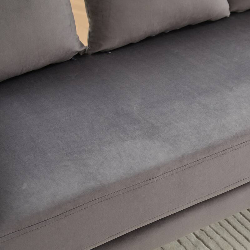 53.7" W Loveseat Sofa,Modern Velvet Sofa Couch with Pillows and Metal Legs