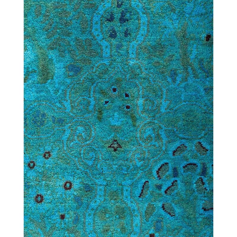 Fine Vibrance One-of-a-Kind Hand-Knotted Runner Rug - Blue, 2' 6" x 18' 10" - 2' 6" x 18' 10"