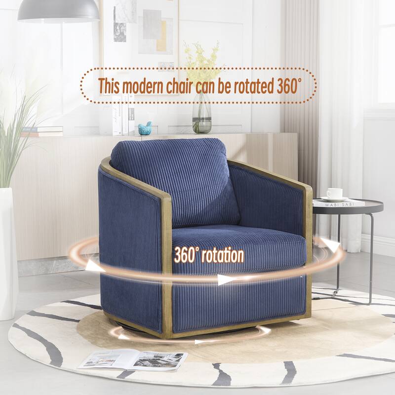 Accent Chair Sofa Chair with High-Density Foam and Curved Back, Degree Swivel Barrel Club Chair Lounge Chair