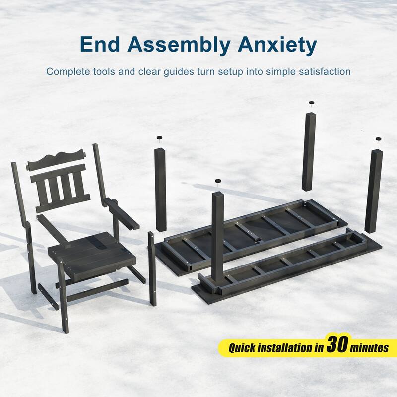 HIPS Outdoor Dining Set, Ergonomic Patio Chairs and Table(Set of 7)