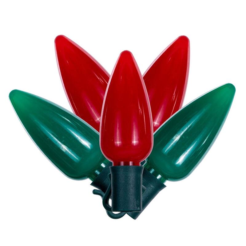 Vickerman 25 RedGreen Ceramic C9 LED Light on Green 22AWG Wire, 25