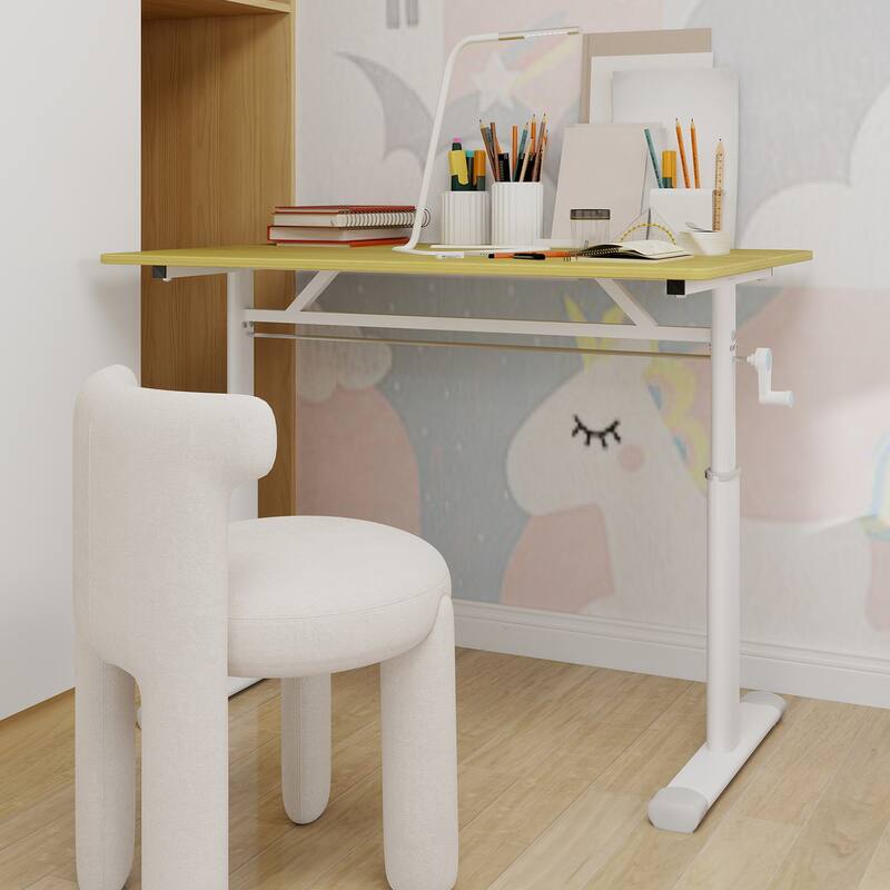 Adjustable Study Desk for Kids & Adults - Height-Adjustable, Multi-Purpose Home/Office Desk, Compact Design - Wood