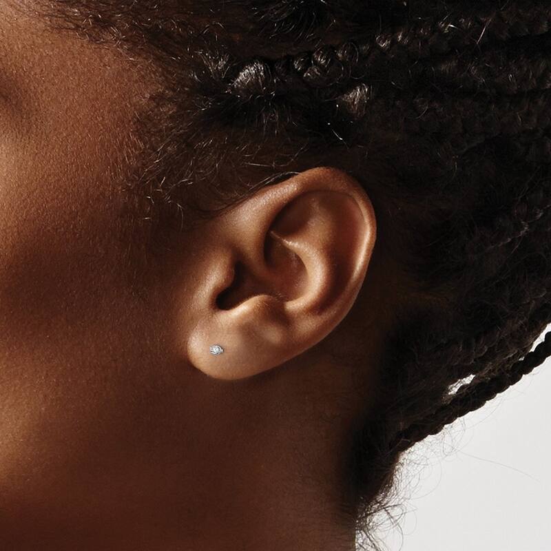 Curata 14k Yellow or White Gold Round Cubic Zirconia Basket-set Screw Back Stud Earrings - 2mm 3mm 4mm 5mm 6mm 7mm - 2 mm - White