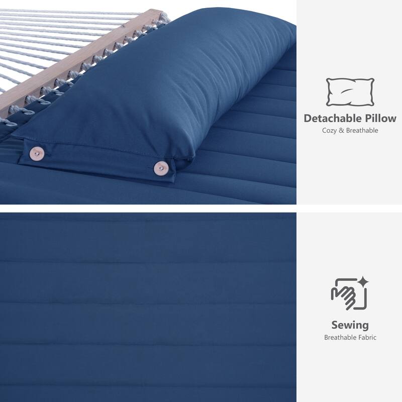Outdoor Portable Double Hammock with Stand&Pillow Max 475 lbs Capacity