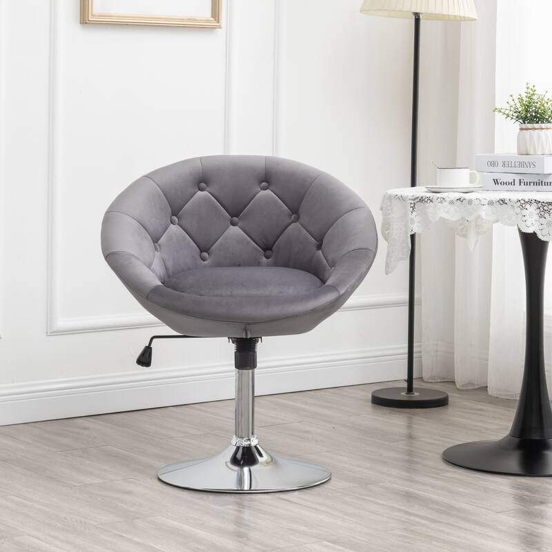 Roundhill Furniture Noas Velvet Upholstered Tufted Back Swivel Accent Chair