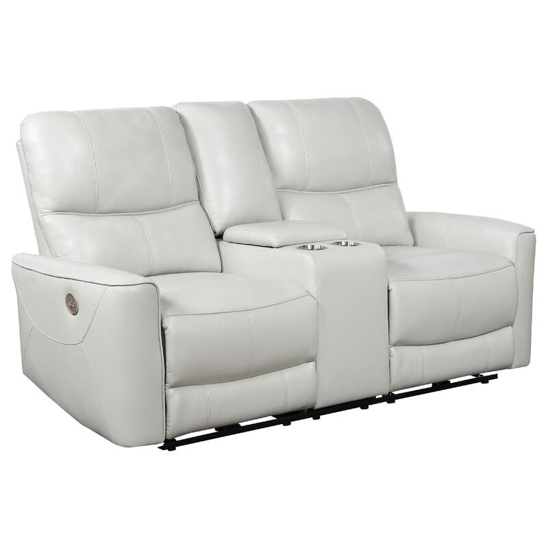 Lima 2pc Power Reclining Sofa and Loveseat Set, Ivory Faux Leather