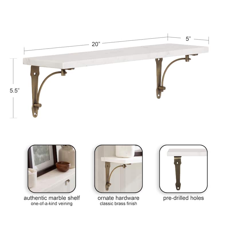 Kate and Laurel Hatley Marble Wall Shelf - 20"