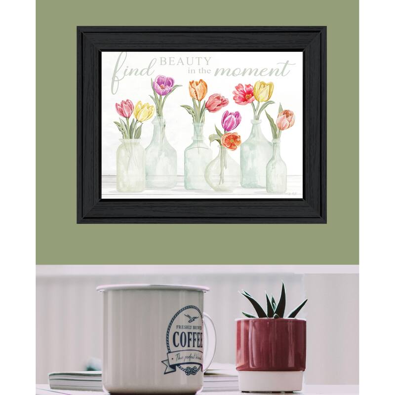 TrendyDecor4U Contemporary "FIND BEAUTY IN THE MOMENT" Framed Print Wall Art