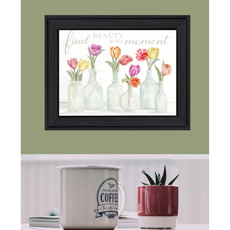 TrendyDecor4U Contemporary "FIND BEAUTY IN THE MOMENT" Framed Print Wall Art
