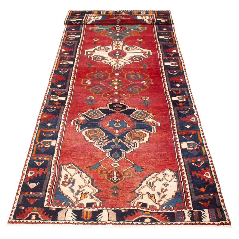 ECARPETGALLERY Hand-knotted Melis Vintage Burgundy Wool Rug - 4'11 x 13'11