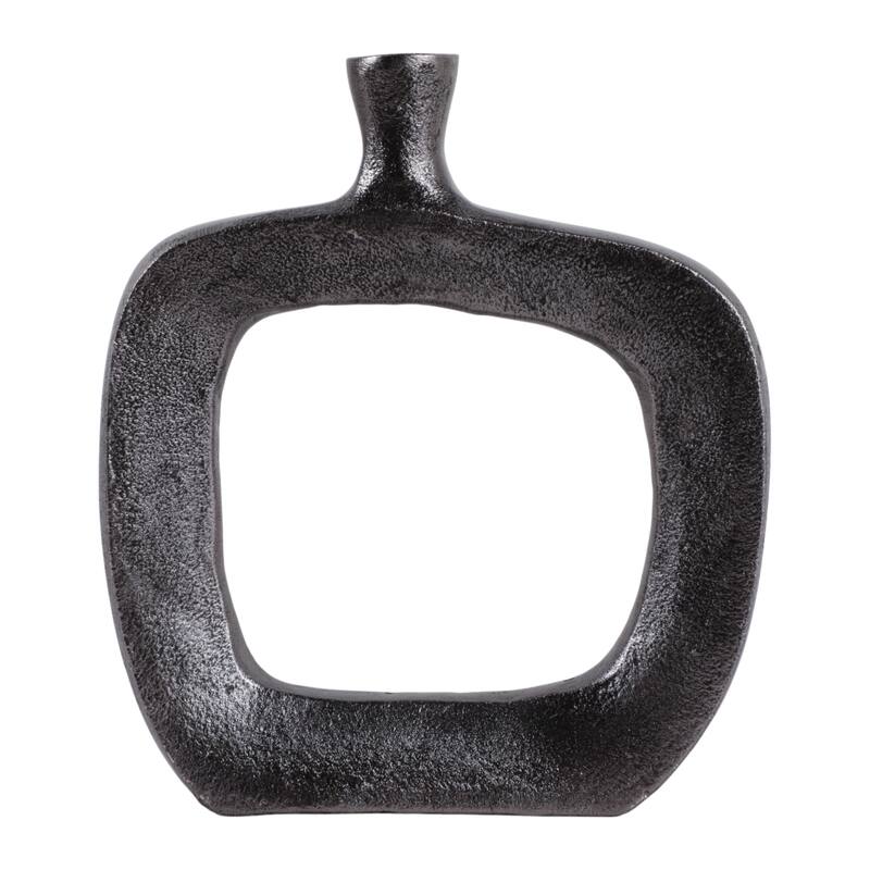 Modern Square Metal Bud Vase with Open Cut Out - Tall Flower Vase