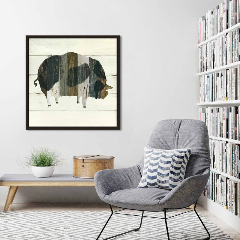 "Woodgrain Pig" by Carol Robinson Print on Floating Canvas