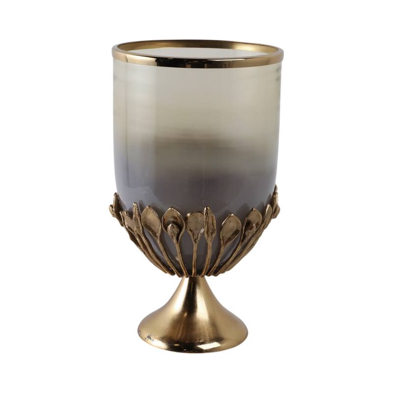 Glass Candle Holder Pedestal Hurricane Contemporary Tabletop Accent