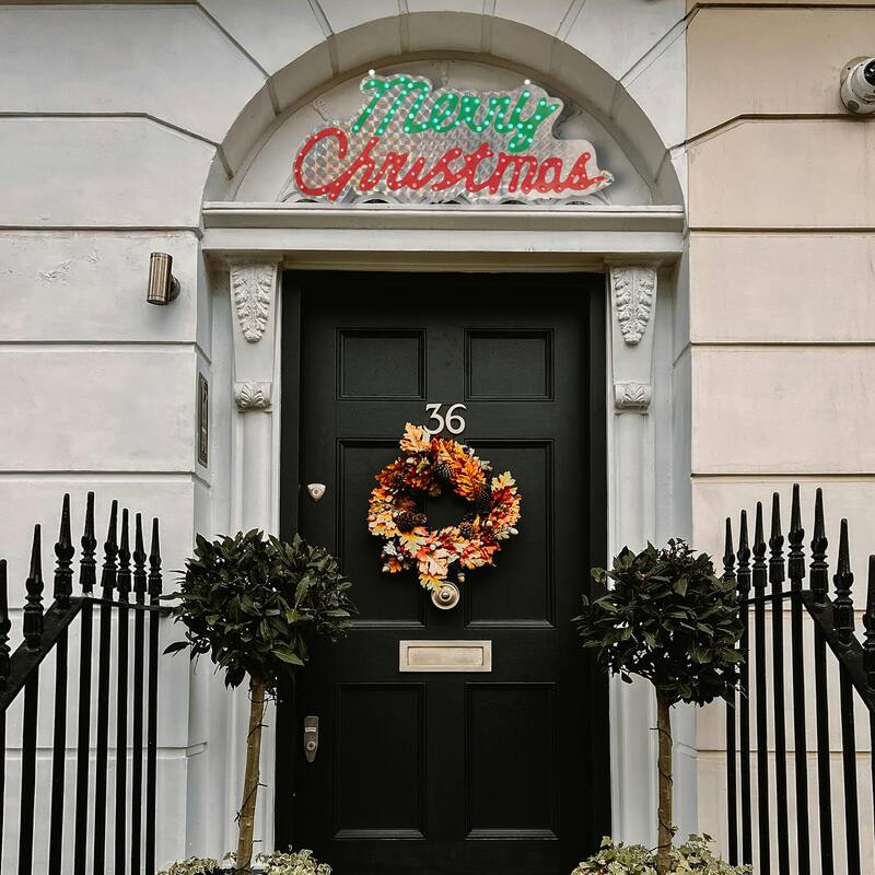 LED Lighted Holographic Merry Christmas Sign Outdoor Decoration - 42" - Multi Lights - Red