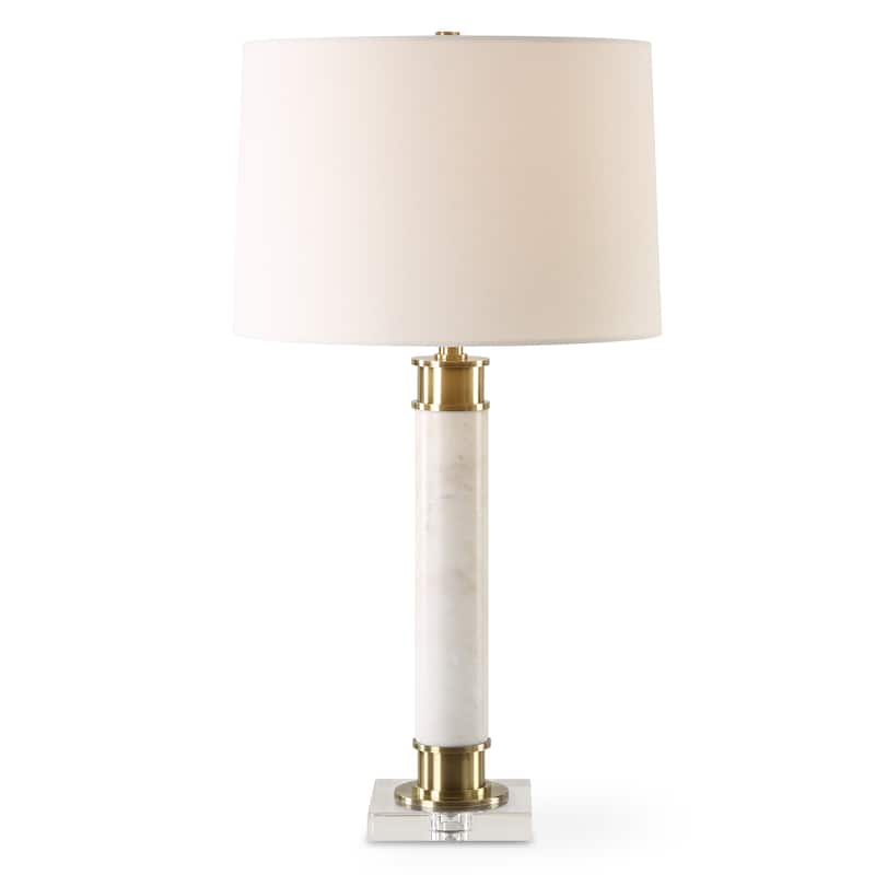 Uttermost Plinth White Marble Table Lamp - 27.75" H X 15" W X 15" D