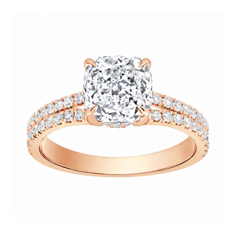 Auriya 14K Gold Cushion Lab Grown Diamond Split Shank Engagement Ring 1.43 - 5.86ct. tw. (F-G, VS)