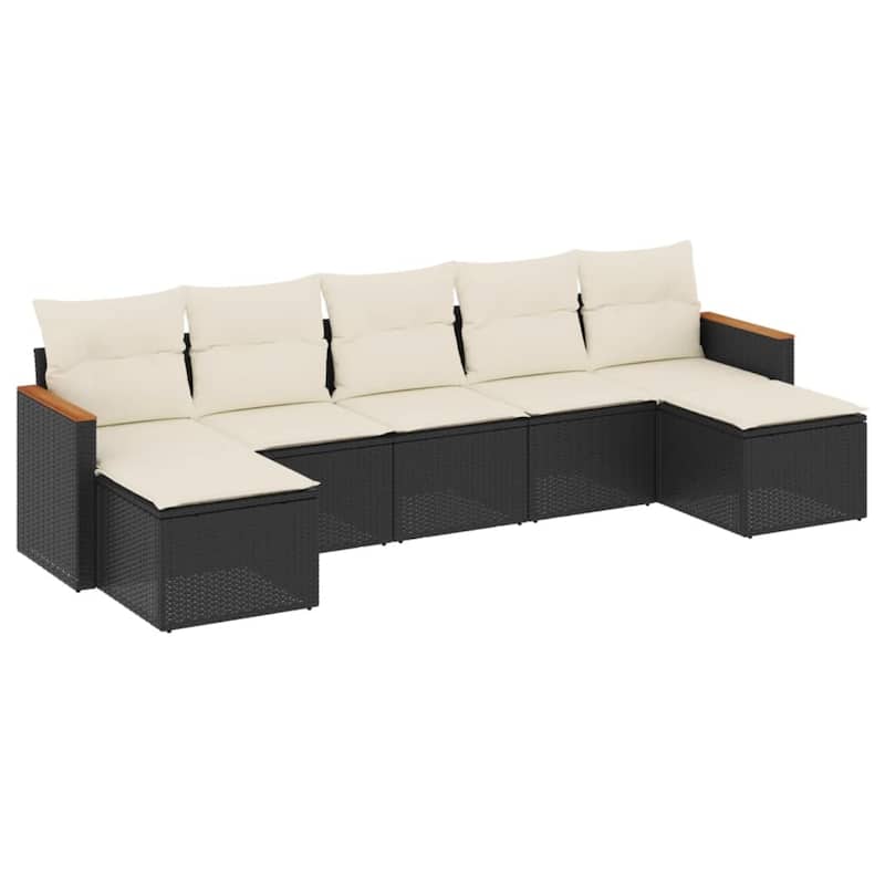 vidaXL Patio Sofa Set with Cushions Outdoor Conversation Furniture Poly Rattan