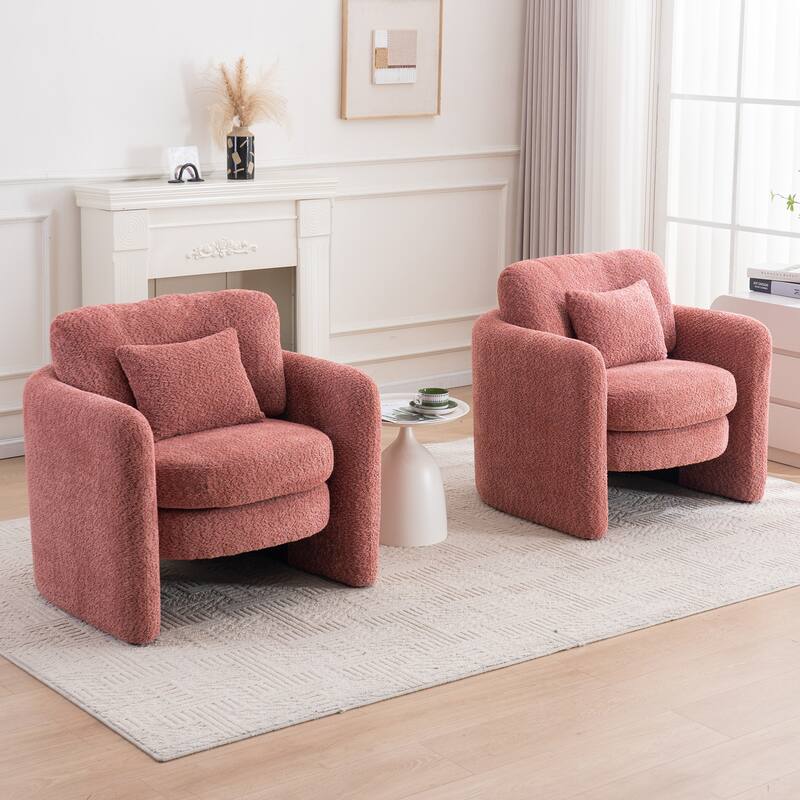 Chenille Accent Chair with Ergonomic Support