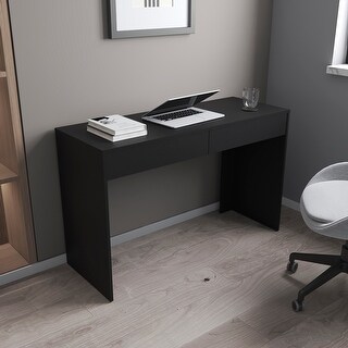 Classic Rectangular Shape Computer Desk with Two Storage Space, Black ...