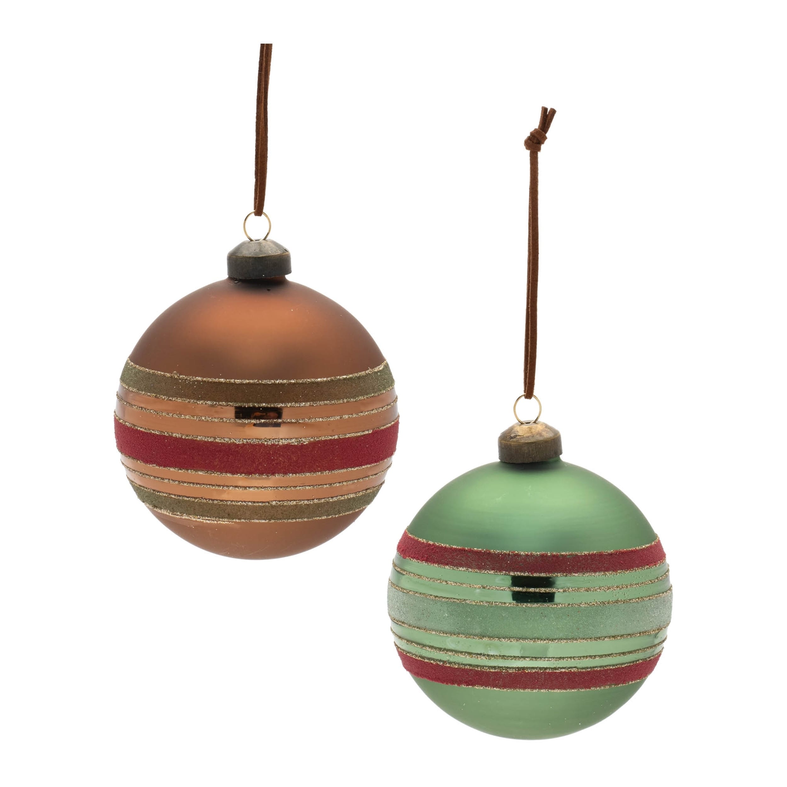 Striped Glass Ball Ornament (Set of 6) - N/A
