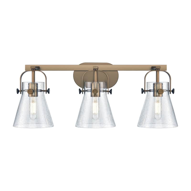 Innovations Lighting 423-3W-10-27 Pilaster II Cone Vanity Pilaster II - Brushed Brass / Seedy