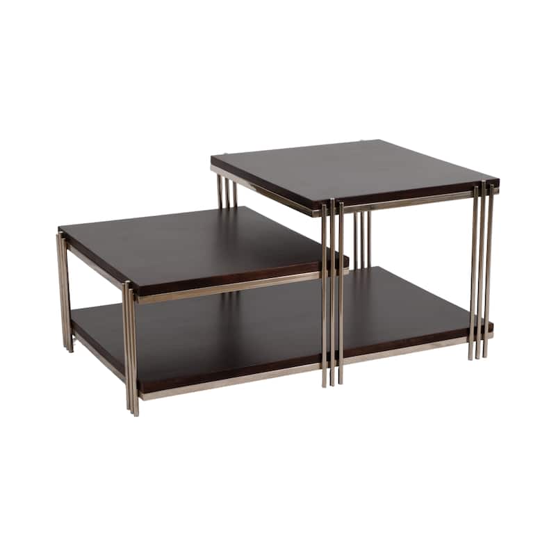 Sagebrook Home Metal/wood, 42" Three Tier Coffee Table, Timeless Design - 42" x 26" x 20"