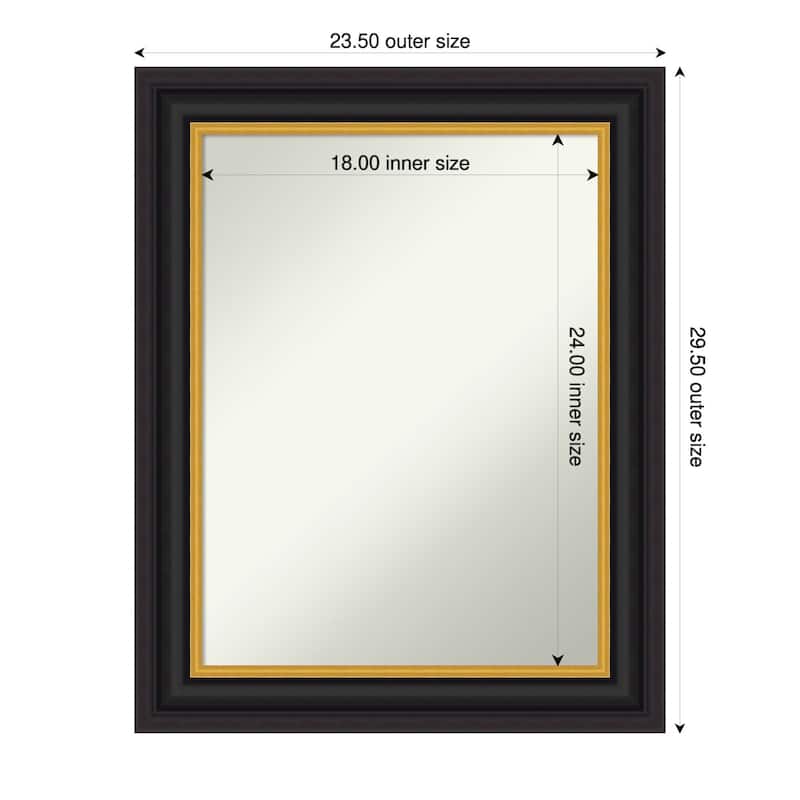 Sierra Non-Beveled Wood Framed Bathroom Vanity Wall Mirror - 24 x 30 in - Sierra Black Brown