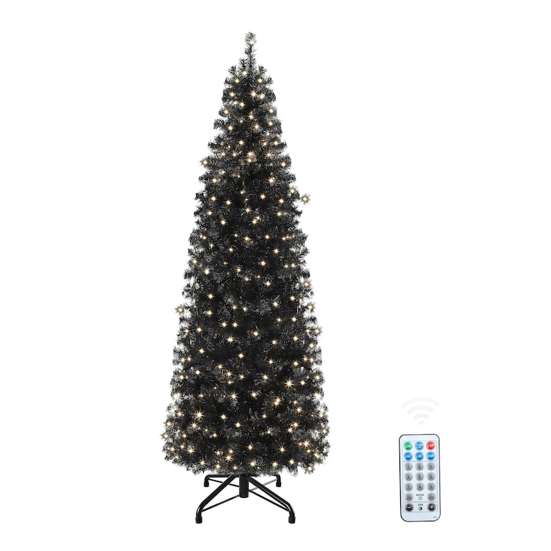 6/7.5FT Halloween Black Spruce Artificial Christmas Tree - 6 Foot - with light