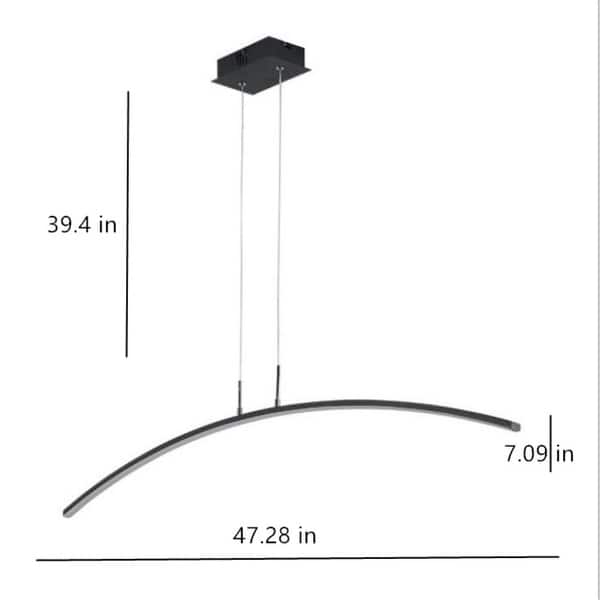 120CM Modern Black Linear Adjustable Chandelier - L47.28xH7.09 inches