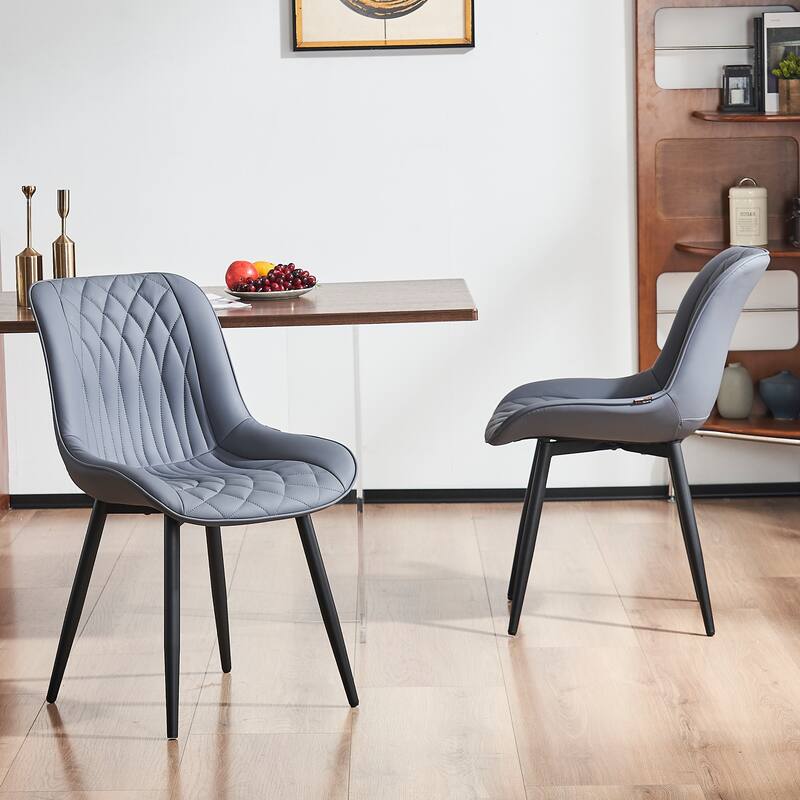 Modern Dining Chairs Set of 2 Upholstered Dining Room Chairs - Grey Purple