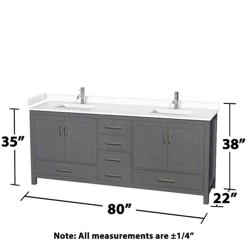Wyndham Collection Sheffield 80" Double Bathroom Vanity, Carrara