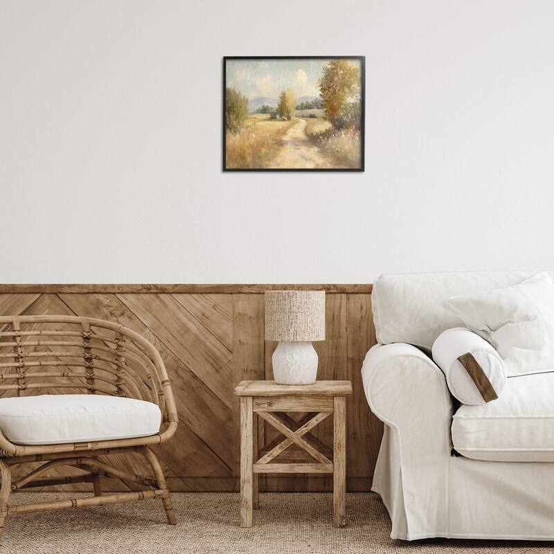Stupell Gravel Road Landscape Framed Giclee Art Design By Petal Prints Design
