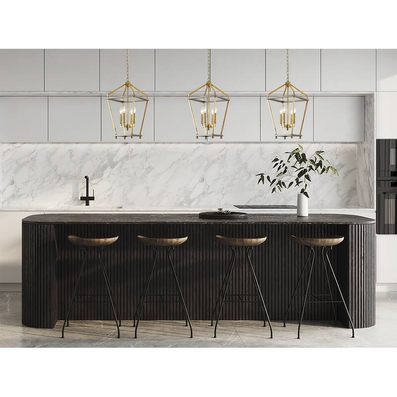 5-Light Antique Brass and Grey Metal Frame Chandelier