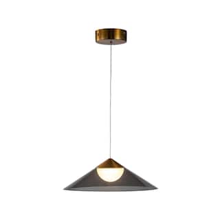 1-Light Antique Gold Single Pendant With A Smoke Acrylic Shade