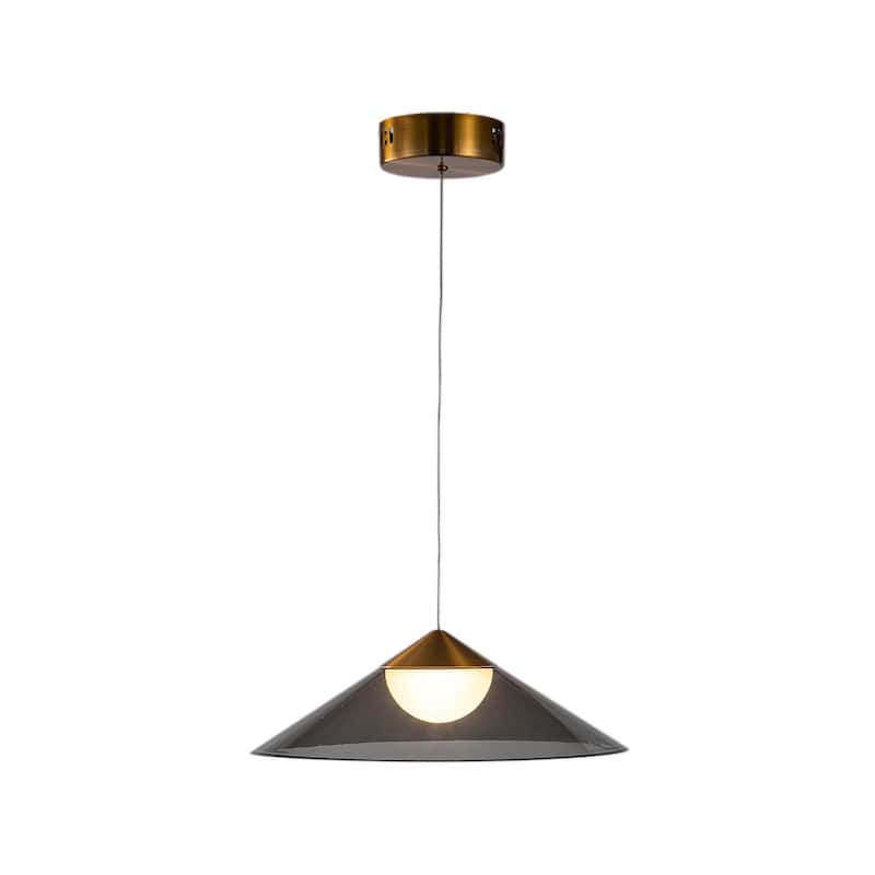 1-Light Antique Gold Single Pendant With A Smoke Acrylic Shade